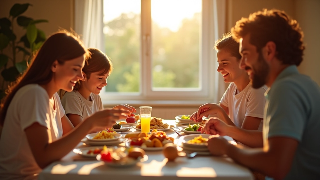 Família portuguesa compartilhando refeição equilibrada e saudável à mesa